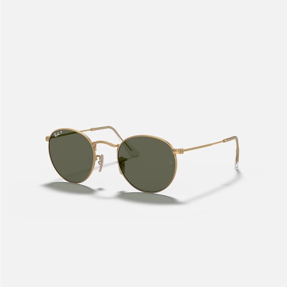 Ray-Ban Round Metal - Polarized Gold Frame Sunglasses with Dark Lenses